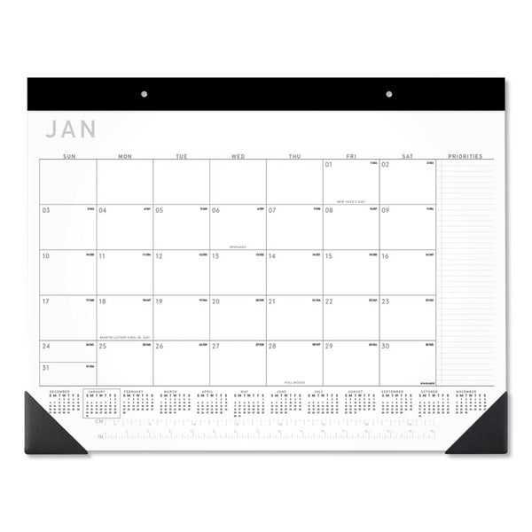 AT-A-GLANCE® Contemporary Monthly Desk Pad, 22 x 17, White Sheets, Black Binding/Corners,12-Month (Jan to Dec): 2024 (AAGSK24X00)