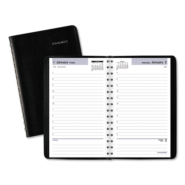 AT-A-GLANCE® DayMinder Daily Appointment Book, 8 x 5, Black Cover, 12-Month (Jan to Dec): 2024 (AAGSK4400)