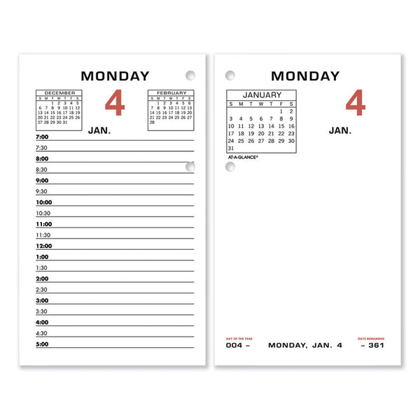 AT-A-GLANCE® Two-Color Desk Calendar Refill, 3.5 x 6, White Sheets, 12-Month (Jan to Dec): 2024 (AAGE01750)