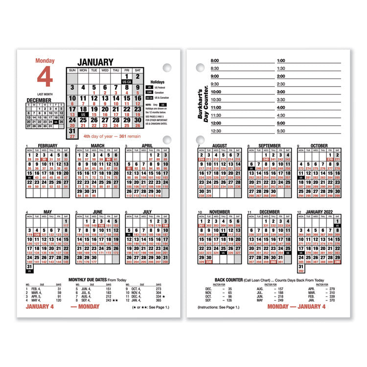 AT-A-GLANCE® Burkhart's Day Counter Desk Calendar Refill, 4.5 x 7.38, White Sheets, 12-Month (Jan to Dec): 2025 (AAGE71250)