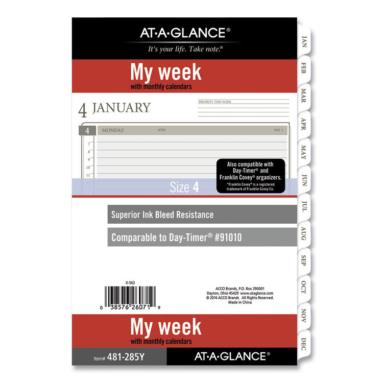 AT-A-GLANCE® 2-Page-Per-Week Planner Refills, 8.5 x 5.5, White Sheets, 12-Month (Jan to Dec): 2025 (AAG481285Y21)