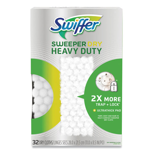 Swiffer® Heavy-Duty Dry Refill Cloths, White, 11 x 8.5, 32/Pack (PGC77198)