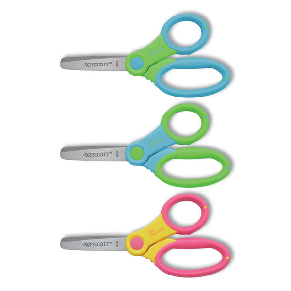 Westcott® Ultra Soft Handle Scissors w/Antimicrobial Protection, Rounded Tip, 5" Long, 2" Cut Length, Randomly Assorted Straight Handle (ACM14596) Each