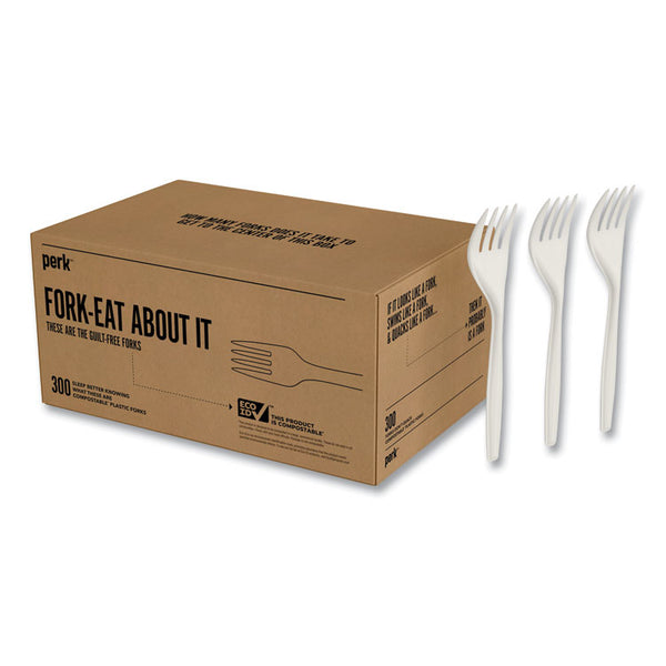 Perk™ Mediumweight Plastic Cutlery, Fork, White, 300/Pack (PRK24390987)