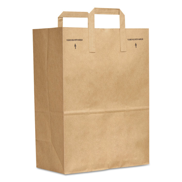 Grocery Paper Bags, Attached Handle, 30 lb Capacity, 1/6 BBL, 12 x 7 x 17, Kraft, 300 Bags (BAGSK1670EZ300)