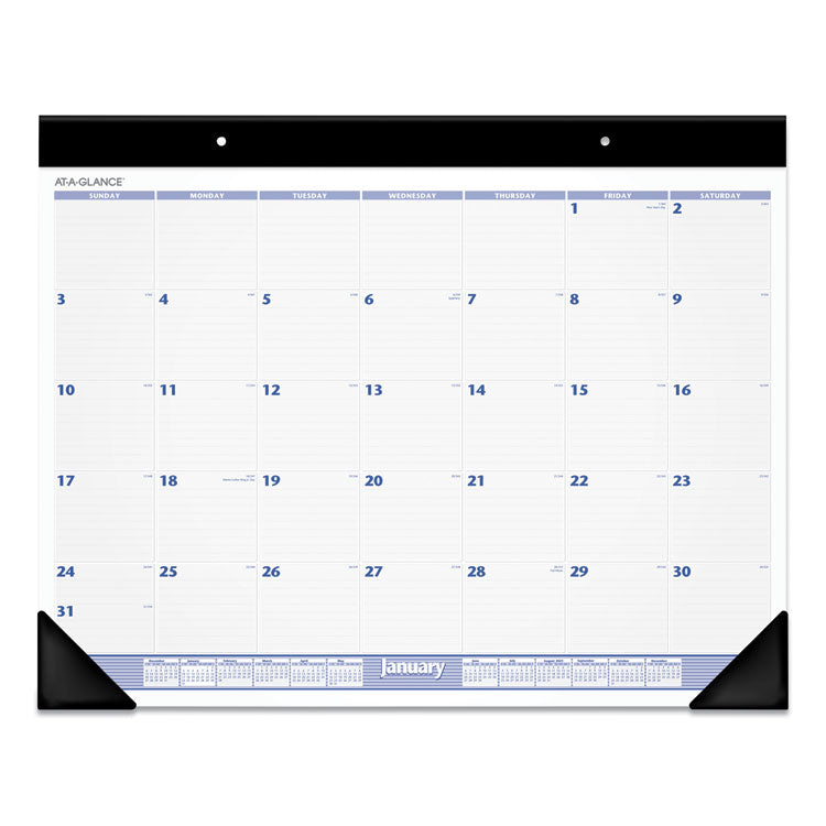 AT-A-GLANCE® Desk Pad, 24 x 19, White Sheets, Black Binding, Black Corners, 12-Month (Jan to Dec): 2024 (AAGSW23000)