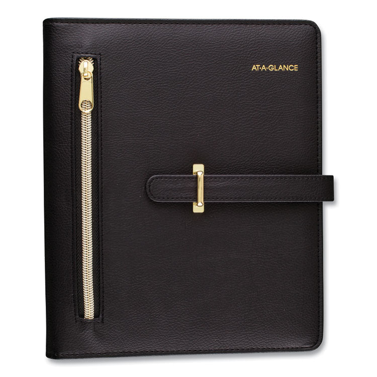 AT-A-GLANCE® Buckle Closure Planner/Organizer Starter Set, 8.5 x 5.5, Black Cover, 12-Month (Jan to Dec): Undated (AAGDR111804005)