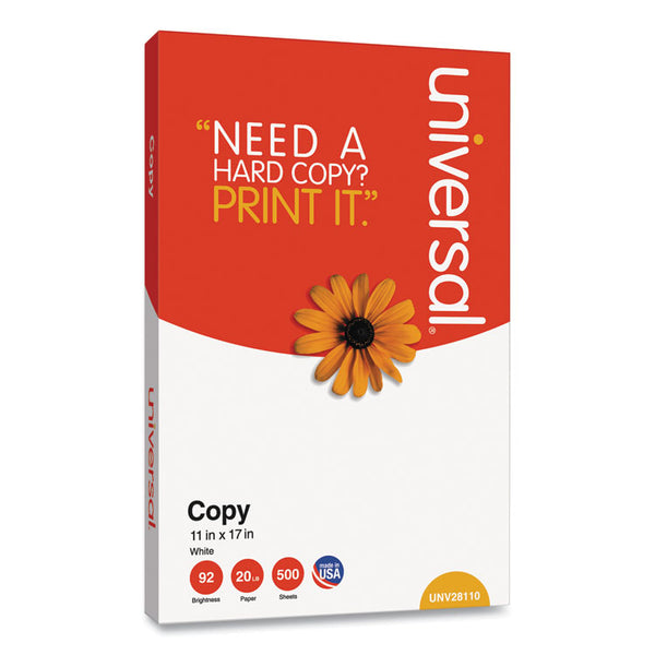 Copy Paper, 92 Bright, 20 lb Bond Weight, 11 x 17, White, 500 Sheets/Ream (UNV28110RM)