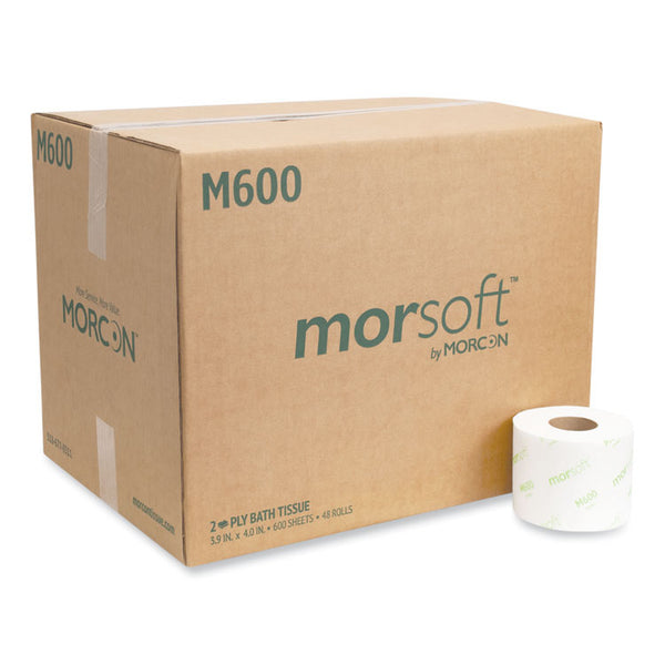 Morcon Tissue Morsoft Controlled Bath Tissue, Septic Safe, 2-Ply, White, 600 Sheets/Roll, 48 Rolls/Carton (MORM600)