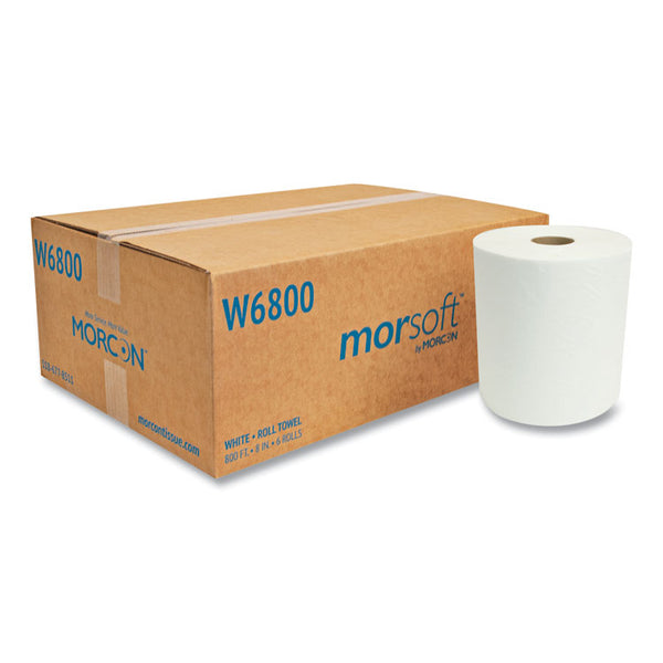 Morcon Tissue Morsoft Universal Roll Towels, 1-Ply, 8" x 800 ft, White, 6 Rolls/Carton (MORW6800)