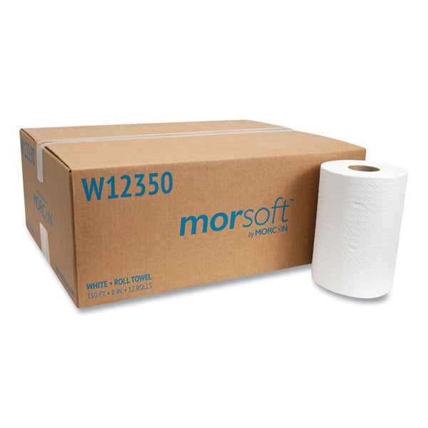 Morcon Tissue Morsoft Universal Roll Towels, 1-Ply, 8" x 350 ft, White, 12 Rolls/Carton (MORW12350)