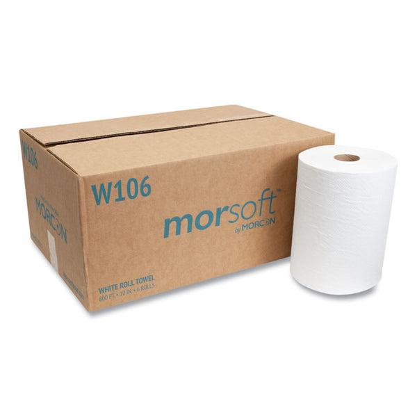 Morcon Tissue 10 Inch Roll Towels, 1-Ply, 10" x 800 ft, White, 6 Rolls/Carton (MORW106)
