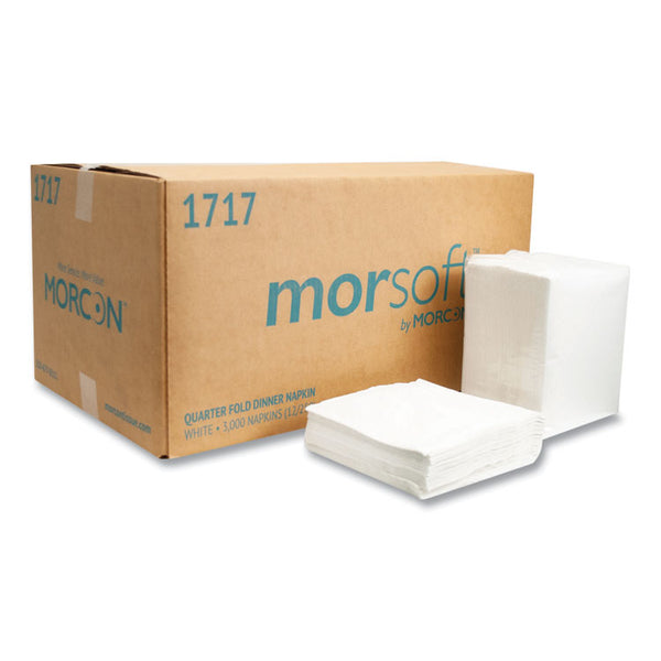 Morcon Tissue Morsoft Dinner Napkins, 1-Ply, 16 x 16, White, 250/Pack, 12 Packs/Carton (MOR1717)