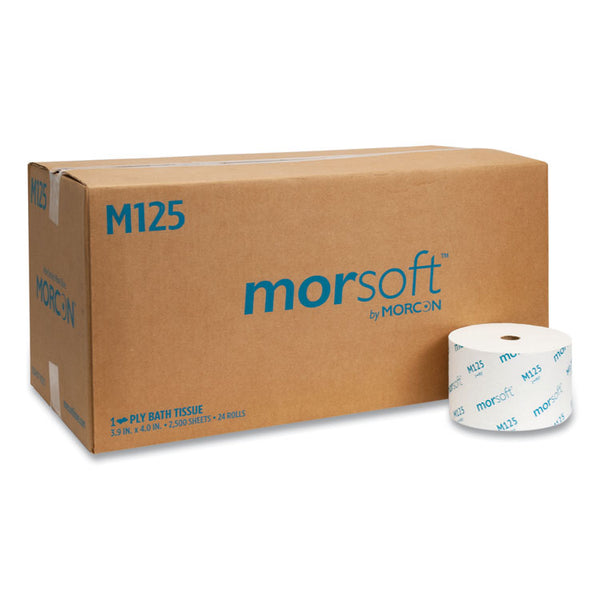 Morcon Tissue Small Core Bath Tissue, Septic Safe, 1-Ply, White, 2,500 Sheets/Roll, 24 Rolls/Carton (MORM125)