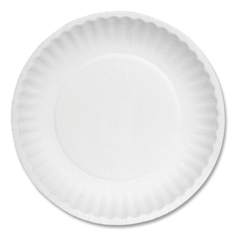 AJM Packaging Corporation White Paper Plates, 6" dia, 100/Pack, 10 Packs/Carton (AJMPP6GREWH)