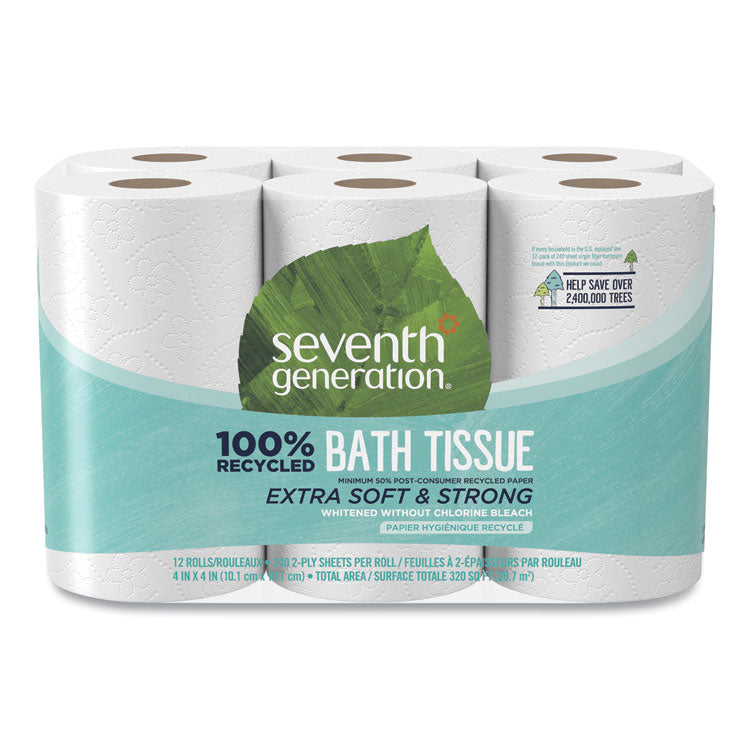Seventh Generation® 100% Recycled Bathroom Tissue, Septic Safe, 2-Ply, White, 240 Sheets/Roll, 12 Rolls/Pack, 4 Packs/Carton (SEV13733CT)