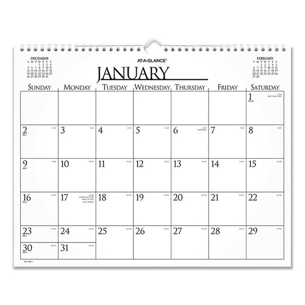 AT-A-GLANCE® Business Monthly Wall Calendar, 15 x 12, White/Black Sheets, 12-Month (Jan to Dec): 2024 (AAG997114)