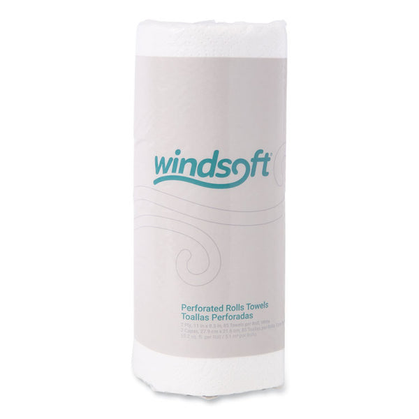 Windsoft® Kitchen Roll Towels, 2-Ply, 11 x 8.5, White, 85/Roll, 30 Rolls/Carton (WIN122085CTB)