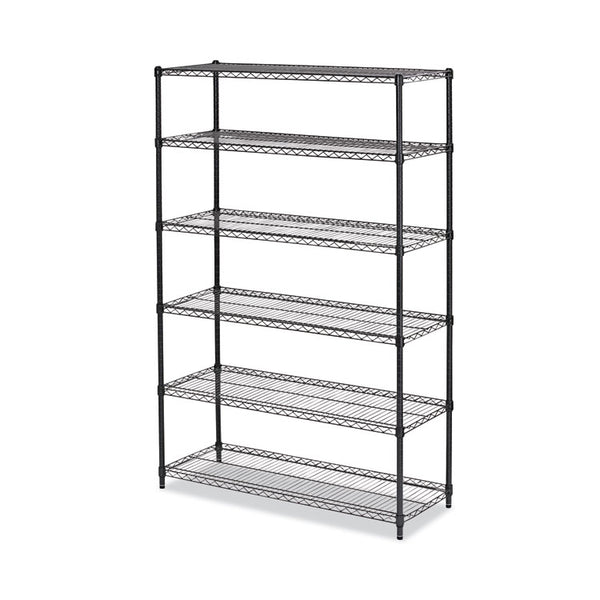 Alera® NSF Certified 6-Shelf Wire Shelving Kit, 48w x 18d x 72h, Black Anthracite (ALESW664818BA)