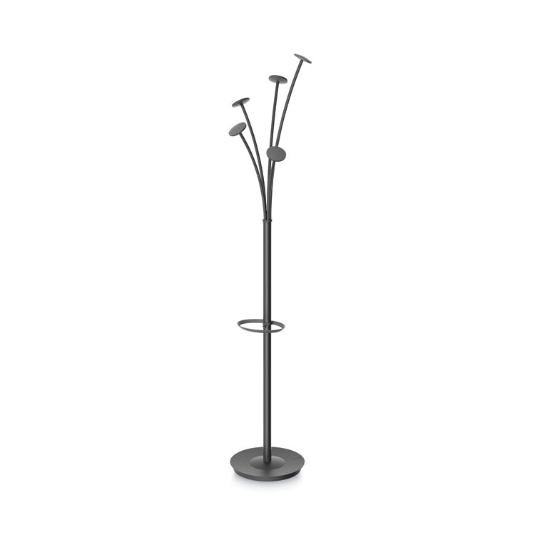 Alba™ Festival Coat Stand with Umbrella Holder, Five Knobs, 14w x 14d x 73.67h, Black (ABAPMFESTN) Each