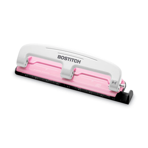 Bostitch® 12-Sheet EZ Squeeze InCourage Three-Hole Punch, 9/32" Holes, Pink (ACI2188)