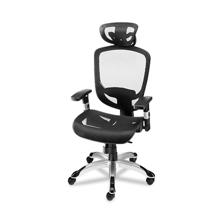 Union & Scale™ FlexFit Hyken Mesh Task Chair, Supports Up to 300 lbs, 17.24" to 20.98" Seat Height, Black Seat, Black Back.Silver Base (UOS59460VCC)