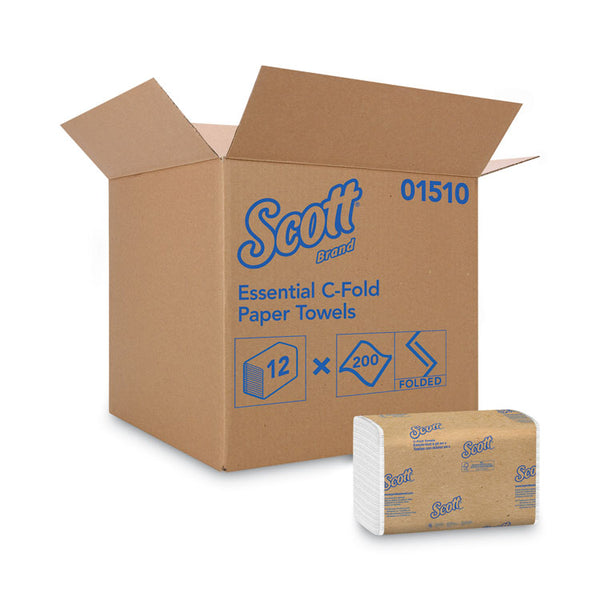 Scott® Essential C-Fold Towels for Business, Absorbency Pockets, 1-Ply, 10.13 x 13.15, White, 200/Pack, 12 Packs/Carton (KCC01510)
