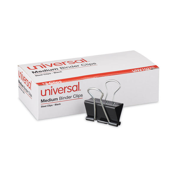 Binder Clips, Medium, Black/Silver, 12/Box (UNV10210)