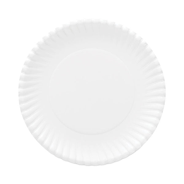 AJM Packaging Corporation Gold Label Coated Paper Plates, 9" dia, White, 120/Pack, 8 Packs/Carton (AJMOH9AJBXWH)