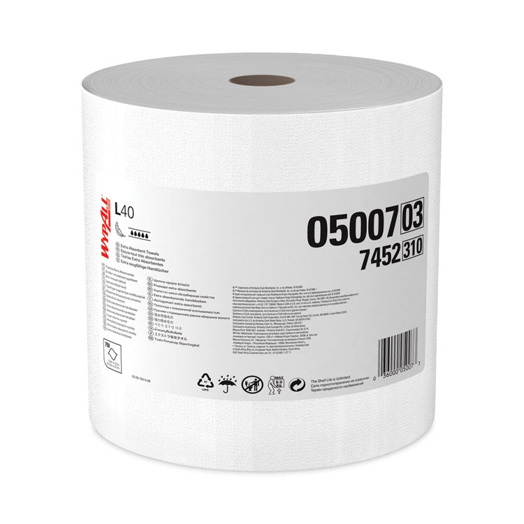 WypAll® L40 Towels, Jumbo Roll, 12.5 x 12.2, White, 750/Roll (KCC05007) Box of 750