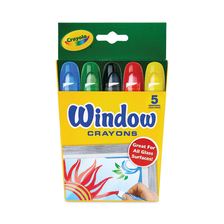 Crayola® Washable Window Crayons, Assorted Colors, 5/Set (CYO529765)