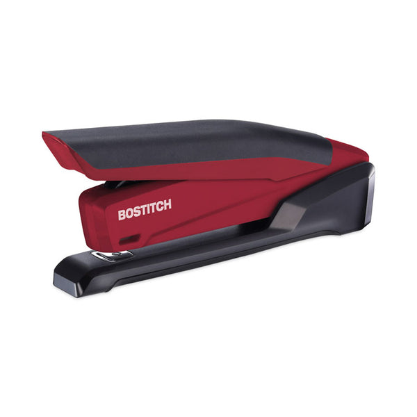 Bostitch® InPower Spring-Powered Desktop Stapler with Antimicrobial Protection, 20-Sheet Capacity, Red/Black (ACI1124)