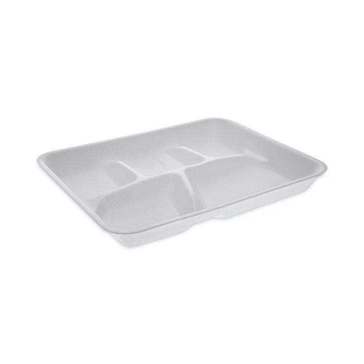 Pactiv Evergreen Foam School Trays, 5-Compartment, 8.25 x 10.5 x 1,  White, 500/Carton (PCTYTH10500SGBX)