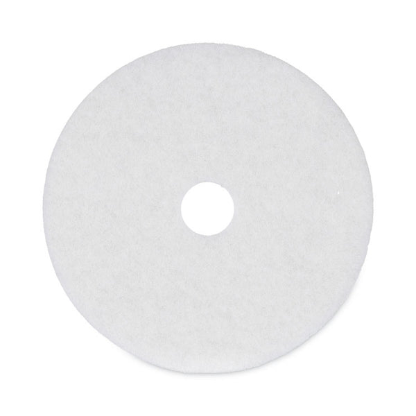 Boardwalk® Polishing Floor Pads, 20" Diameter, White, 5/Carton (BWK4020WHI)