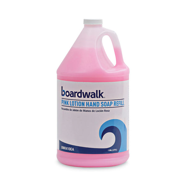 Boardwalk® Mild Cleansing Pink Lotion Soap, Cherry Scent, Liquid, 1 gal Bottle, 4/Carton (BWK410CT)