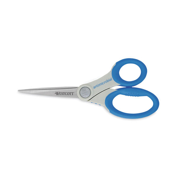 Westcott® Scissors with Antimicrobial Protection, 8" Long, 3.5" Cut Length, Blue Straight Handle (ACM14643) Each