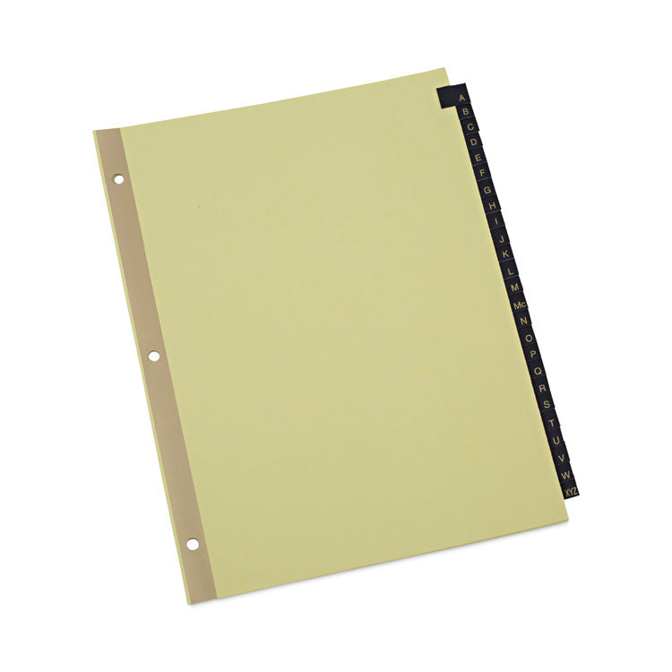 Deluxe Preprinted Simulated Leather Tab Dividers with Gold Printing, 25-Tab, A to Z, 11 x 8.5, Buff, 1 Set (UNV20821)