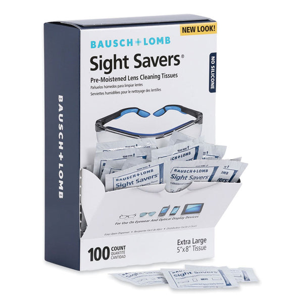 Bausch & Lomb Sight Savers Premoistened Lens Cleaning Tissues, 8 x 5, 100/Box (BAL8574GM) Box of 100