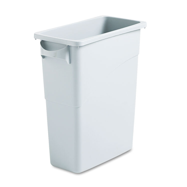 Slim Jim Waste Container with Handles, 15.9 gal, Plastic, Light Gray (RCP1971258)