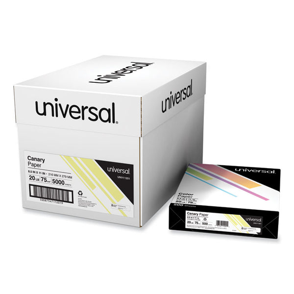 Deluxe Colored Paper, 20 lb Bond Weight, 8.5 x 11, Canary, 500/Ream (UNV11201)