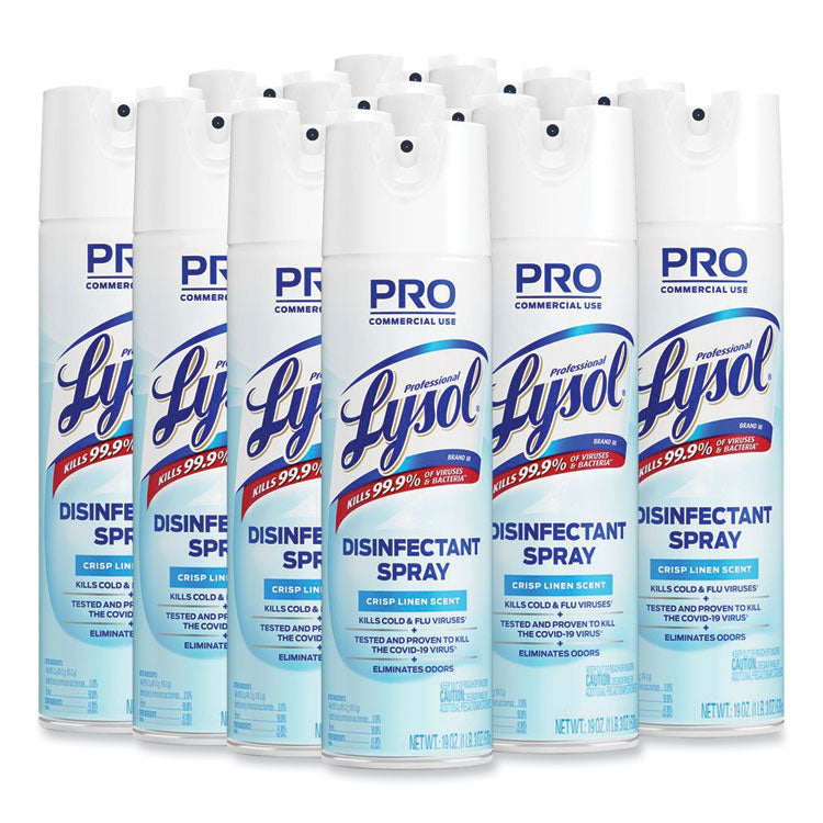 Professional LYSOL® Brand Disinfectant Spray, Crisp Linen, 19 oz Aerosol Spray, 12/Carton (RAC74828CT)