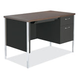 Alera® Single Pedestal Steel Desk, 45.25" x 24" x 29.5", Mocha/Black (ALESD4524BM)