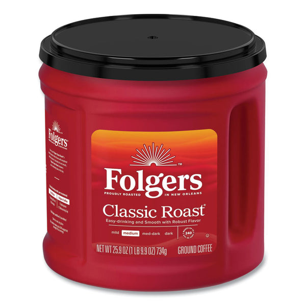 Folgers® Coffee, Classic Roast, Ground, 25.9 oz Canister, 6/Carton (FOL20421CT)