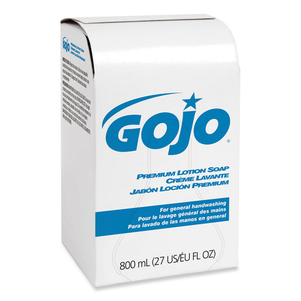 GOJO® Premium Lotion Soap, Waterfall, 800 mL Bag-in-Box Refill, 12/Carton (GOJ910612CT)