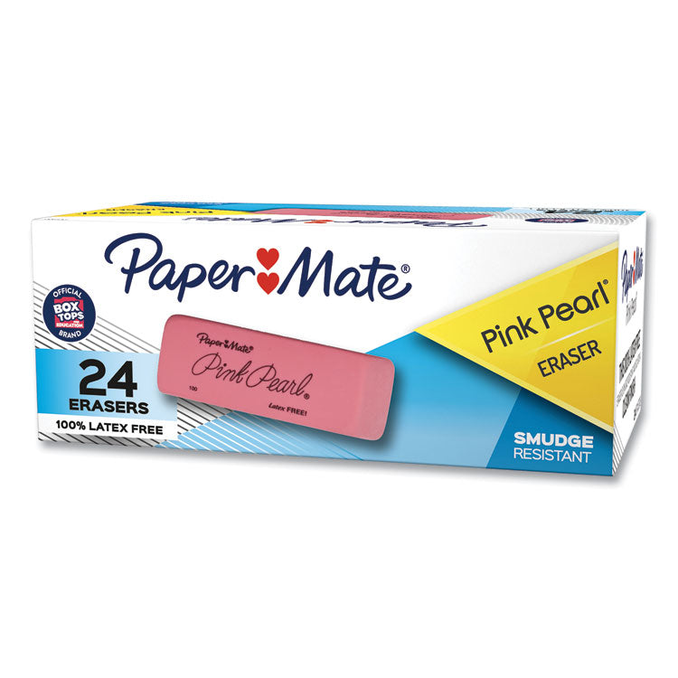 Pink Pearl Eraser, For Pencil Marks, Rectangular Block, Medium, Pink, 24/Box (PAP70520)