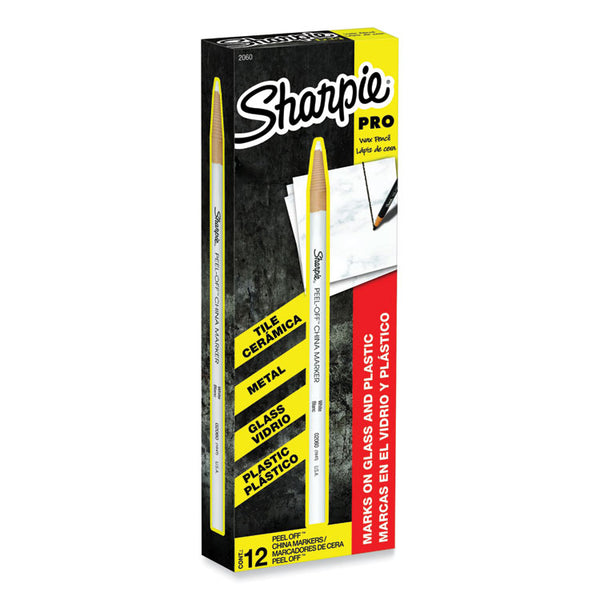 Sharpie® Peel-Off China Markers, White, Dozen (SAN2060)