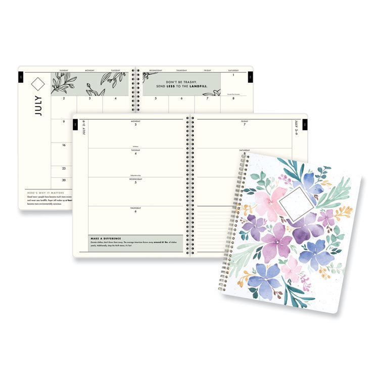 Cambridge® GreenPath Academic Year Weekly/Monthly Planner, GreenPath Art, 11 x 9.87, Floral Cover, 12-Month (July to June): 2023 to 2024 (AAGGP40905A)
