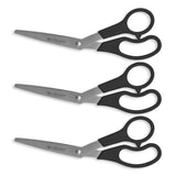 Westcott® Value Line Stainless Steel Shears, 8" Long, 3.5" Cut Length, Black Offset Handles, 3/Pack (ACM13402)