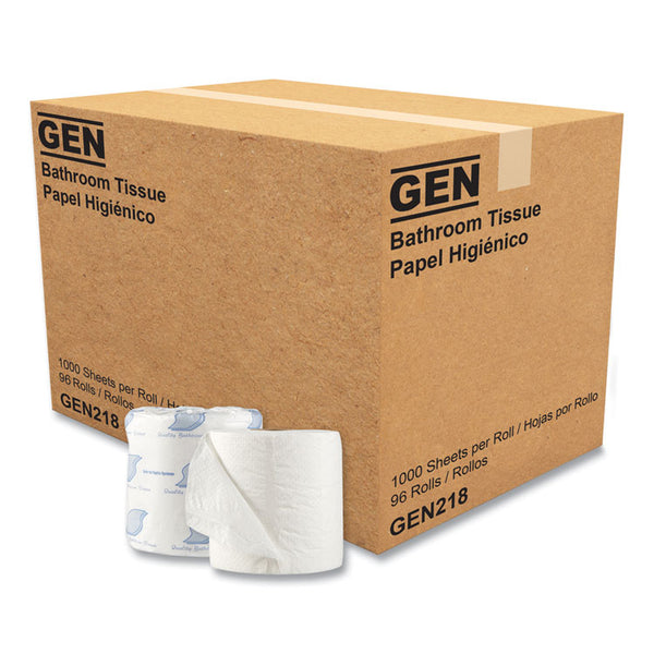 GEN Standard Bath Tissue, Septic Safe, Individually Wrapped Rolls, 1-Ply, White, 1,000 Sheets/Roll, 96 Wrapped Rolls/Carton (GEN218)