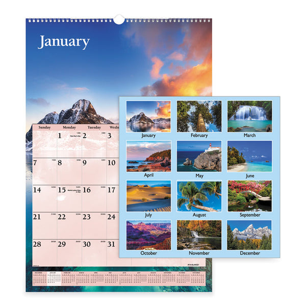 AT-A-GLANCE® Scenic Monthly Wall Calendar, Scenic Landscape Photography, 15.5 x 22.75, White/Multicolor Sheets, 12-Month (Jan-Dec): 2024 (AAGDMW20128)